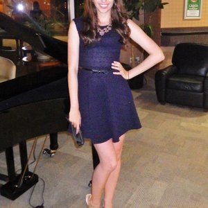 UK6 (XS) Navy Blue Mini Dress with Sequin Sparkles